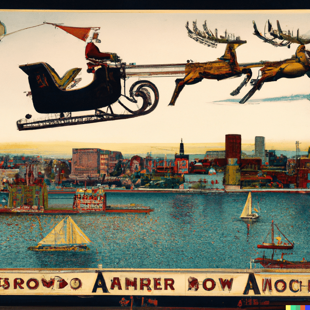 Experience the ultimate Baltimore Christmas magic as Santa Claus takes flight in his sleigh, spreading cheer and joy throughout the city. Don't miss out on this enchanting sight at Harbor Park Garage,