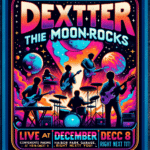 Dexter and the Moonrocks indie rock concert poster flaunting cosmic vibes.